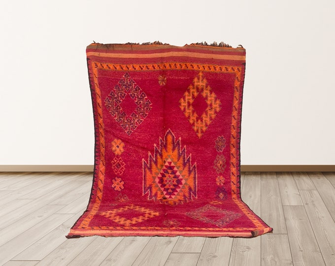large Moroccan vintage rug, red 6x11 rug, Moroccan area rug!
