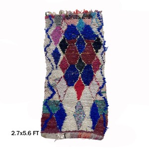 Vintage Boucherouite Moroccan Runner Rug 3x6.