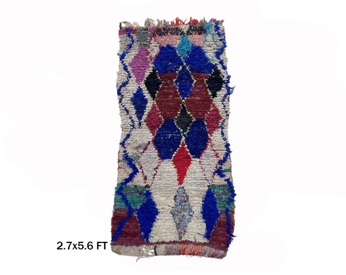 Vintage Boucherouite Moroccan Runner Rug 3x6.