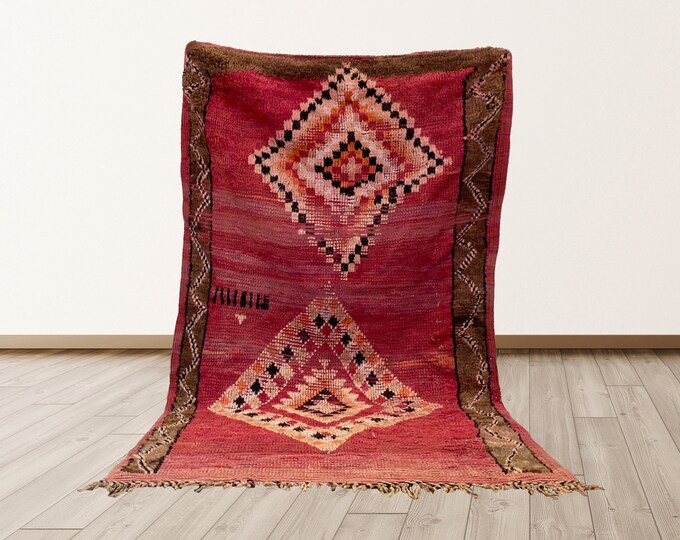 Moroccan Berber 3x6 ft Vintage Tribal Azilal Rug.