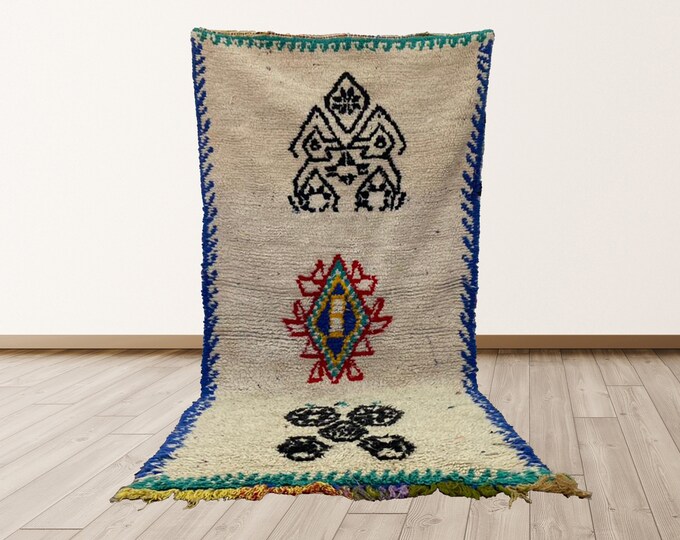 Berber Vintage Morrocan Tribal Azilal 3x6 ft Runners Rug.