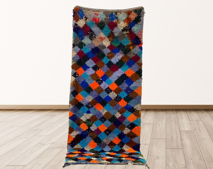2.9x7.5 feet Moroccan Berber runner rug, Tribal Wool Vintage rugs.