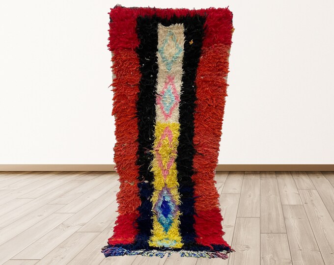 2x5 feet tribal Azilal runner rugs, Moroccan Berber Vintage Runner Rug.