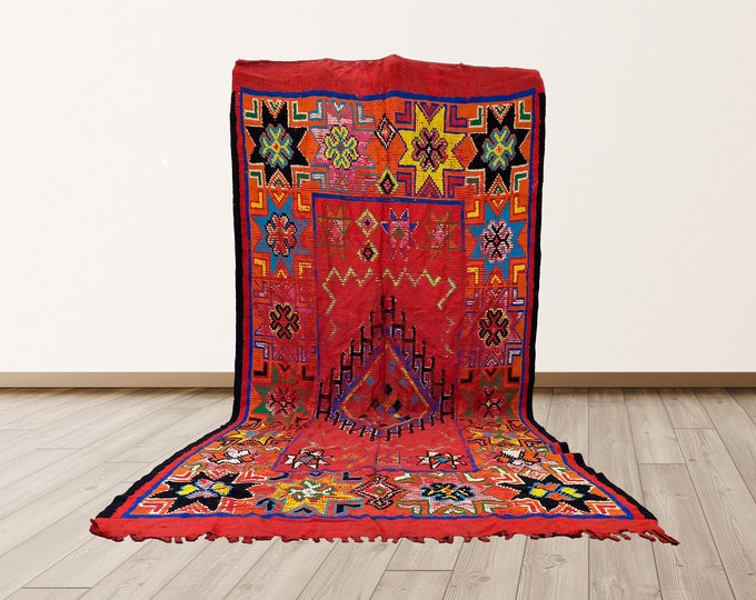 area rug vintage 6x12 ft , Moroccan Azilal Rug, Morrocan large area Berber Vintage Rug.
