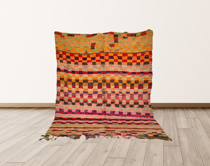 7x9 ft Moroccan checkered tribal rug , Moroccan colorful rug!