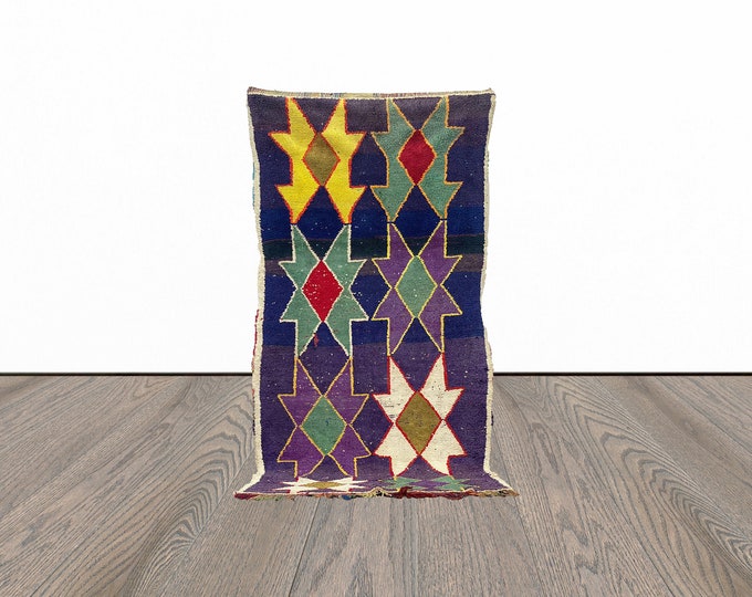 Beautiful moroccan rug, 3x7 feet vintage rug, berber area rug, unique tribal rug, azilal woven rug.