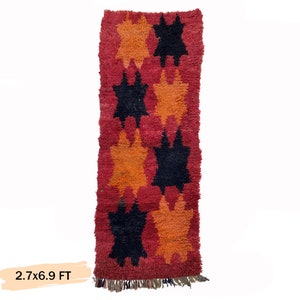 3x7 Moroccan Vintage Runner Rug: One-of-a-Kind Boho Home Decor.