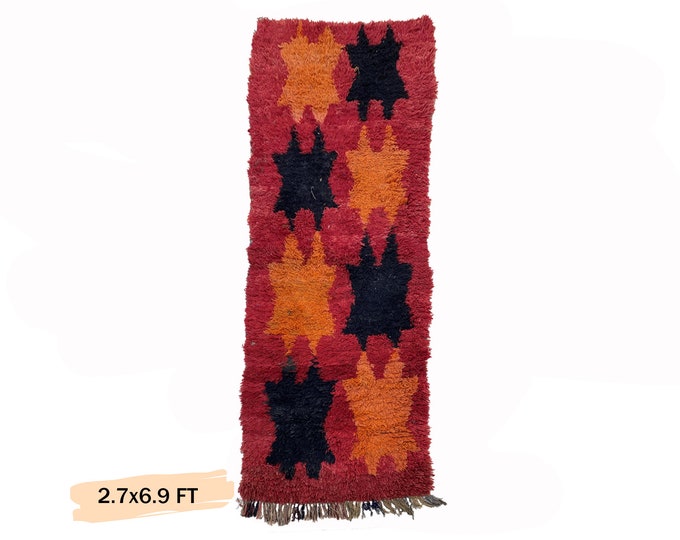 3x7 Moroccan Vintage Runner Rug: One-of-a-Kind Boho Home Decor.