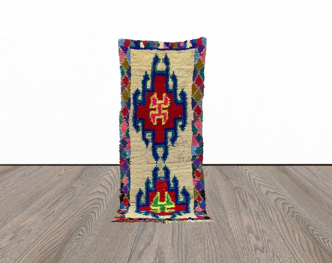 Unique moroccan runner rug, 3x9 feet vintage woven rug, wool berber runner rug, tribal runner rug.