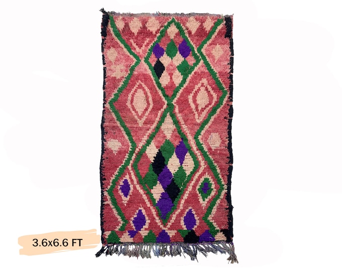Diamond Vintage Moroccan Berber Rug 4x7.