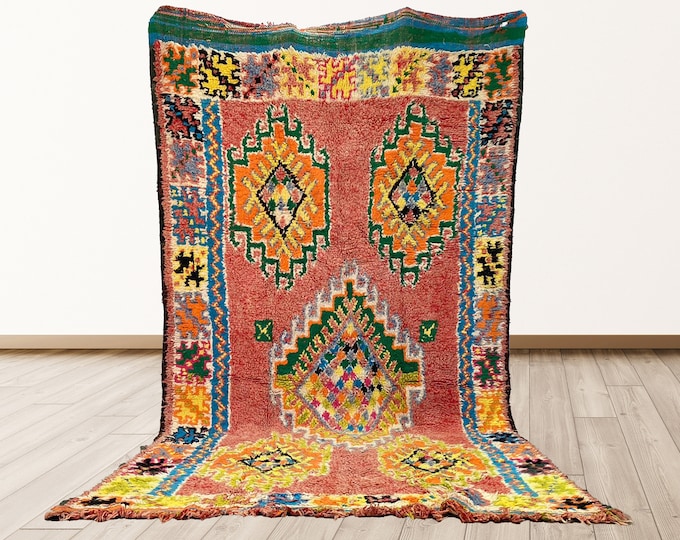 6x10 Azilal Moroccan vintage Berber wool rug, Berber Bohemian shag area rugs.
