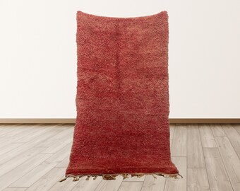 3x6 ft red vintage rug small, Moroccan Vintage Rug.