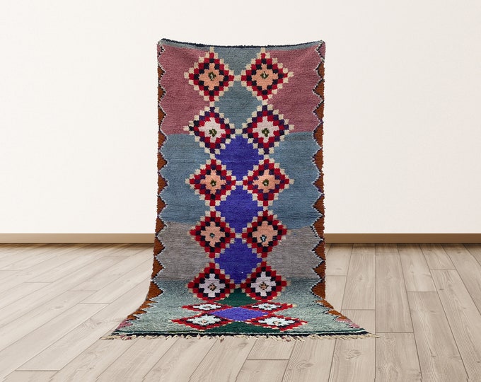 4x8 feet Vintage Morrocan Tribal Azilal Berber Rug.