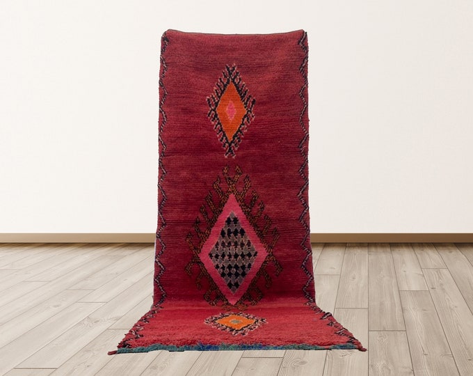 3x9 feet Azilal Moroccan Vintage Rug, Morrocan Berber Vintage Rug.