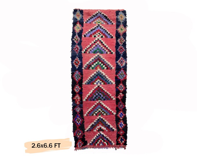 3x7 Moroccan Runner Rug: Vintage Boho Decor Rug.
