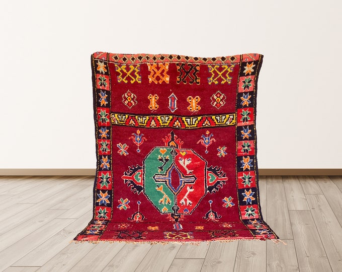 7x9 large Moroccan red vintage rug!