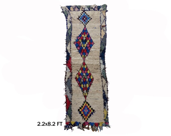 Moroccan Unique Colorful Rug Runner 2x8.