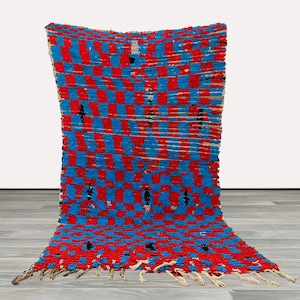 Colorful Wool Soft Rugs Vintage Moroccan, 3x6 ft Morrocan Berber rug.