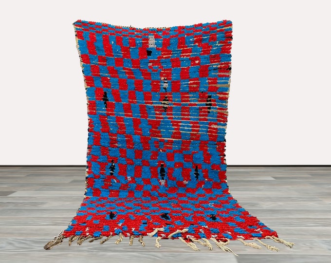 Colorful Wool Soft Rugs Vintage Moroccan, 3x6 ft Morrocan Berber rug.