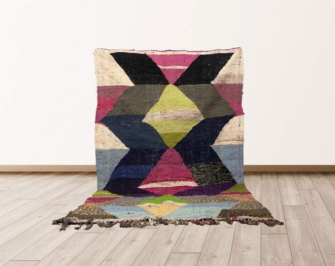 Moroccan vintage Kilim rug 4x6 ft ! berber area rug.