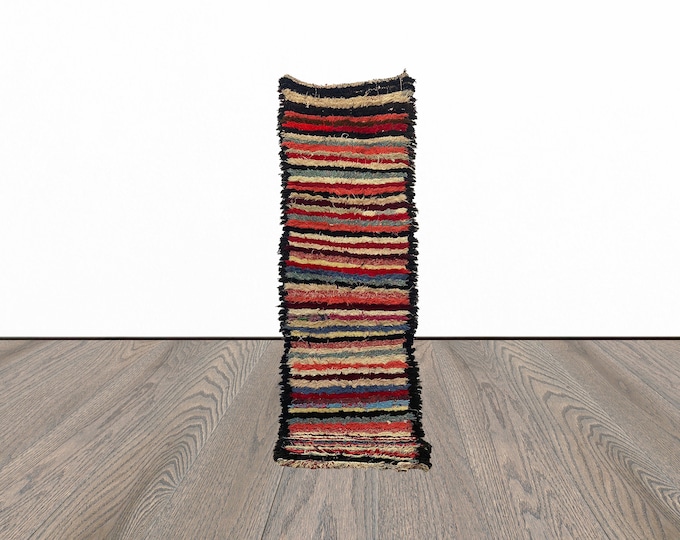 2x8 Feet entryway runner rug, moroccan runner rug, colorful runner rug, striped runner rug, vintage runner rug.