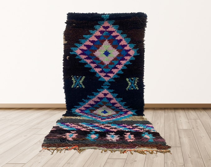 Morrocan Colorful Berber Vintage rugs, 7x3 ft vintage Berber Bohemian runner rugs.