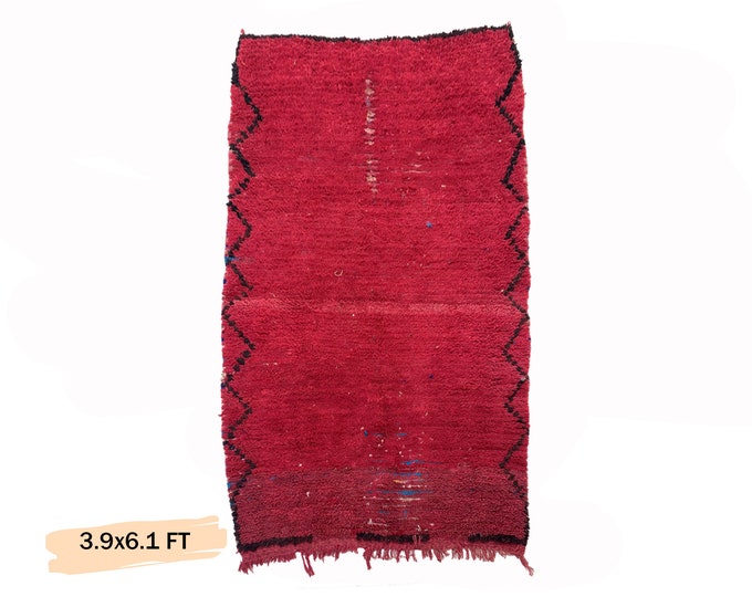 Wool Moroccan Area Rug 3x6, Vintage Home Decor Rug.