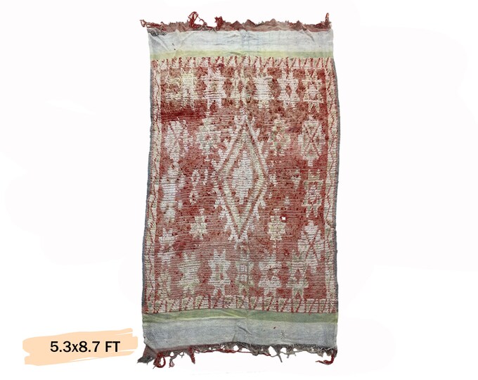 Boho Chic: Large Moroccan Woven Area Rug 5x9.