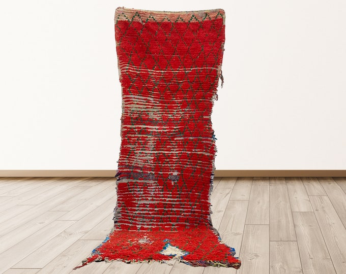 3x9 ft Rugs tribal Morocco Azilal, Morrocan Berber Vintage Rug.