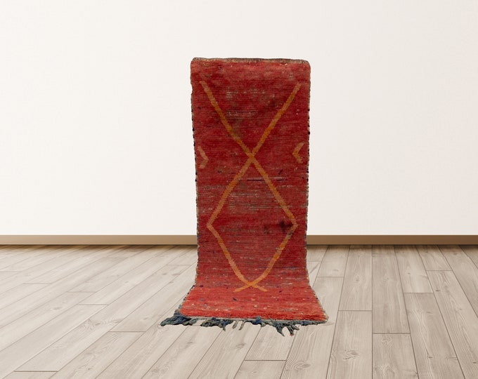 10 x 3 FT Vintage Wool Rug Morrocan Berber, Moroccan Azilal Berber Vintage Rug.
