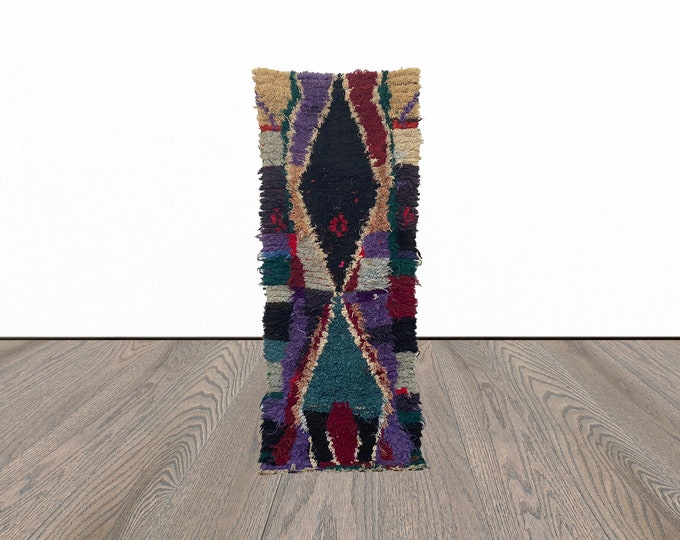 2x6 Feet vintage runner rug, entryway small runner rug, unique runner rug, tribal runner rug.