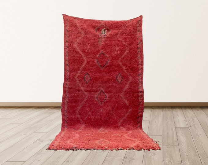 7x3 ft Berber Vintage Moroccan Tribal Azilal Rug.