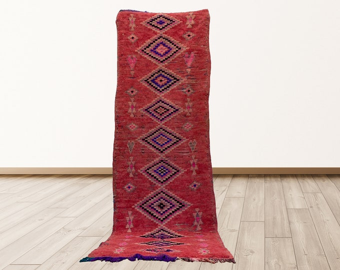 2.7x8.5 feet Moroccan Berber runner rug, Tribal Wool Vintage rugs.