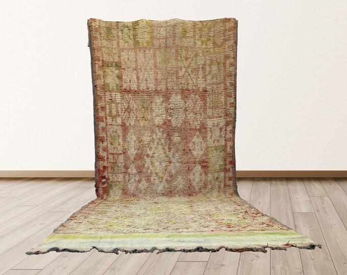 wool 5x12 feet Moroccan Vintage Rug, Morrocan large area Berber Vintage Rug.