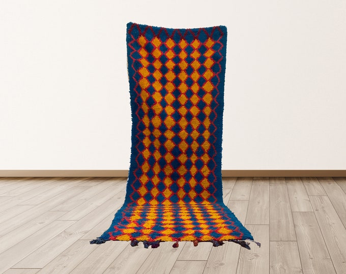 3x9 ft Colorful Morrocan Boho Vintage Berber rug.