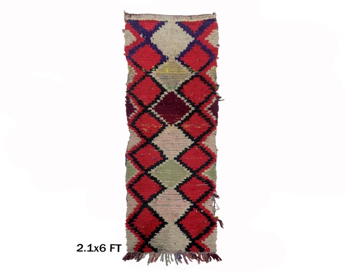 Moroccan Diamond Rug Runner 3x6: Vintage Home decor.
