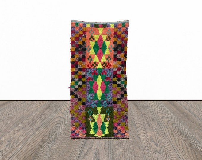 Small vintage runner rug, 3x6 feet moroccan runner rug, berber runner rug, tribal runner rug.