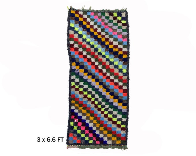 Unique Moroccan Runner Rug 3x7: Vintage Charm in Colorful Designs.