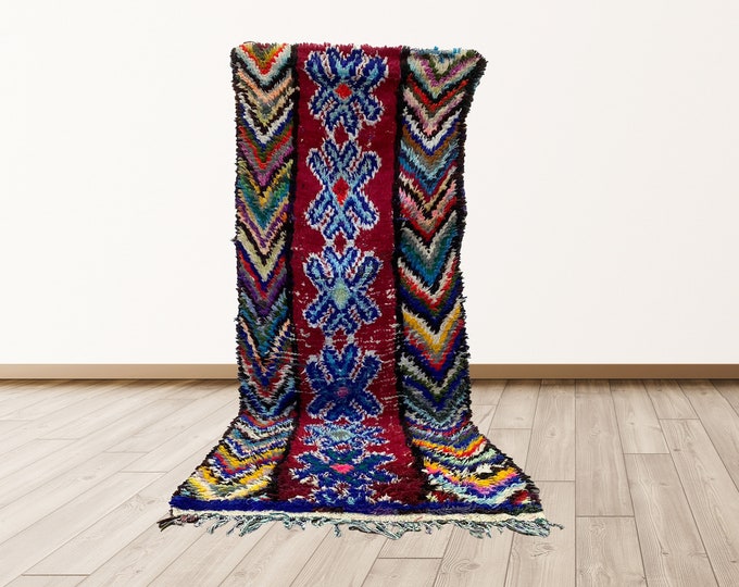 7x3 feet Moroccan narrow vintage berber rug, Berber Bohemian runners rugs.