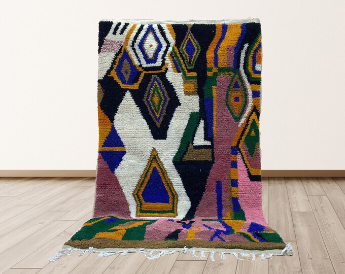 Moroccan Custom Wool Area Rug: Handmade Berber Style.