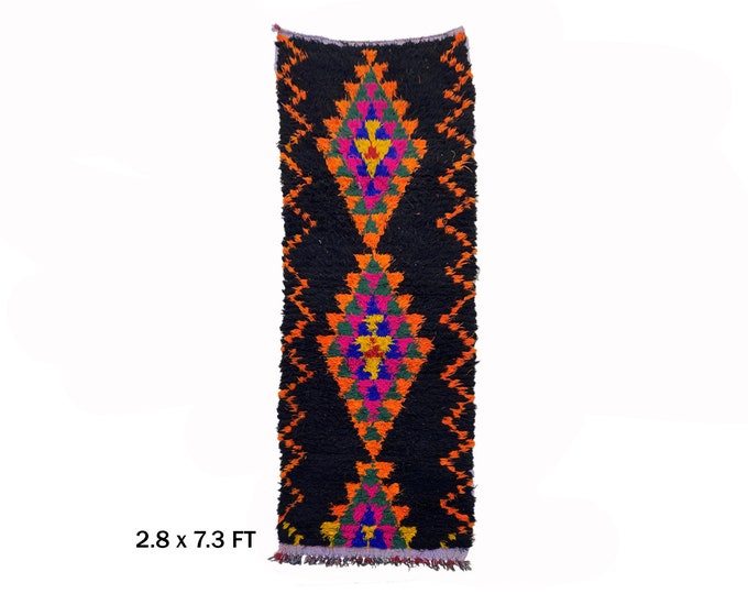 Vintage Moroccan Runner Rug 3x7: Colorful Woven Beauty for Your Home Decor.