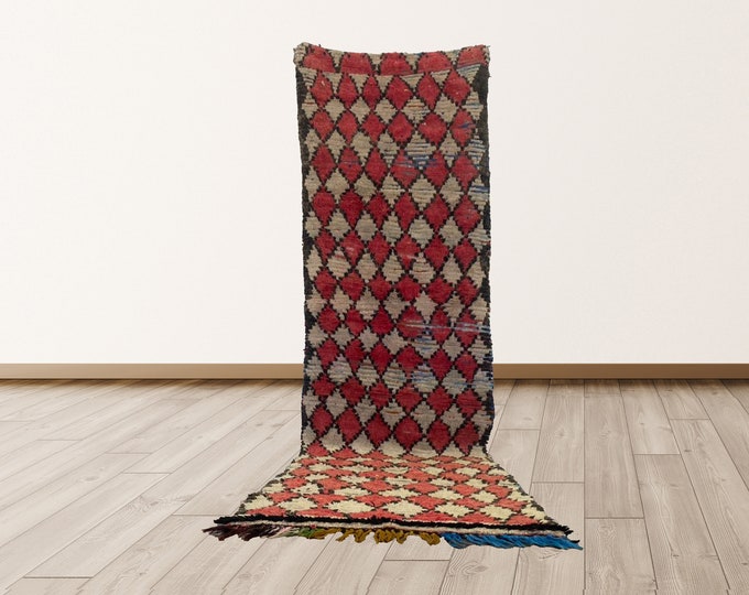 Vintage Morrocan 3x9 feet Tribal Azilal Berber Rug.