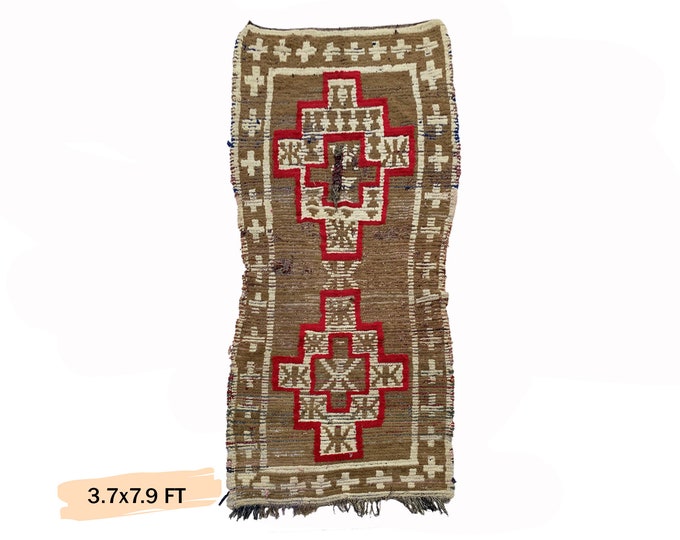 Vintage Moroccan Rug 4x8: Wool Bohemian Area Rug