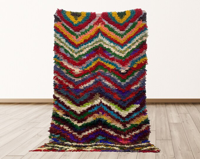 Vintage Morocco Azilal 4x7 feet rug, Moroccan Berber Vintage Rug.