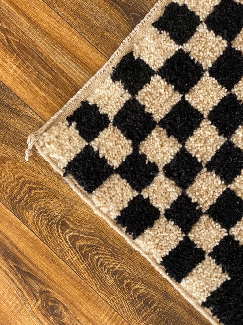 Black and White Checkered Rug Checkered Moroccan Rug. Etsy