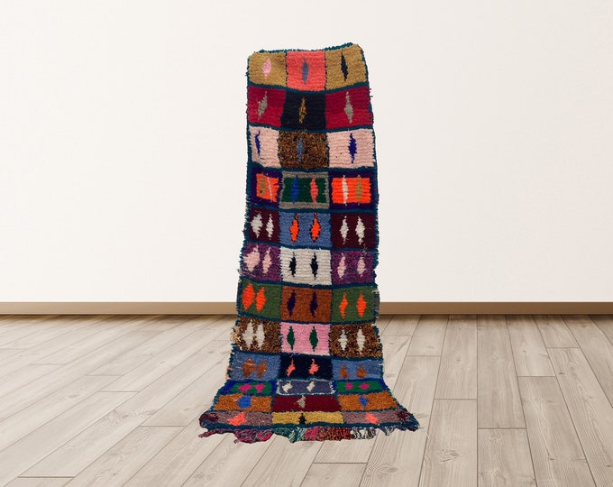 2x8 ft Boho Small Runner Morrocan Berber Vintage Rug.