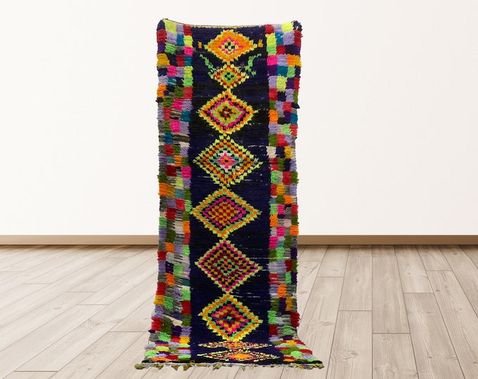 Moroccan Berber vintage 3x8 feet rug runner.