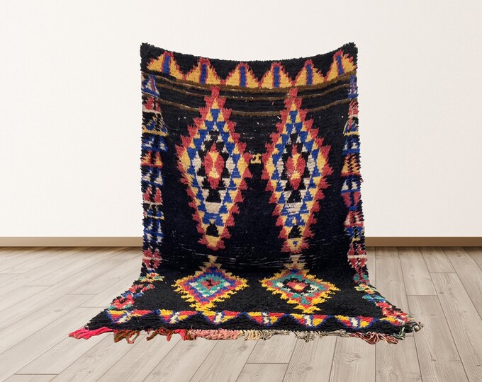 Azilal 4x6 feet Vintage Moroccan Berber rug.