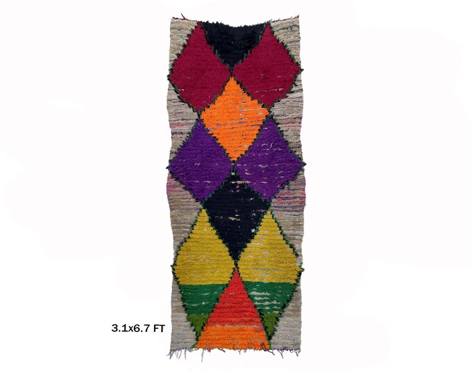 Diamond Vintage Moroccan Rug Runner 3x7.