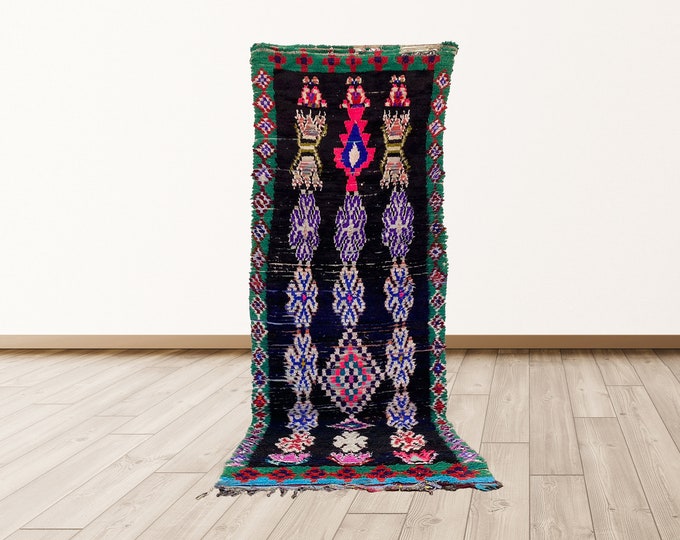 8x3 feet Vintage Moroccan Rug Runner, colorful rugs for living room.